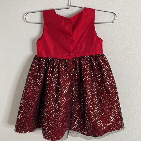 Penelope Mack Ltd. Fancy toddler dress.  Gold polka dots and trim.  Size 3T. - Picture 2 of 4